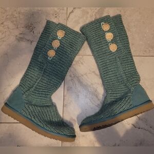 UGG CARDY CHUNKY SWEATER BOOT RARE LIVELY TEAL TALL 14.5" SZ 7